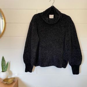 Chenille Cowl Neck sweater in black